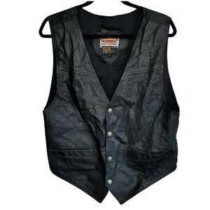 VTG Paragraff Leather Waistcoat Vest Mens L Western Indie Biker Cowboy Oklahoma